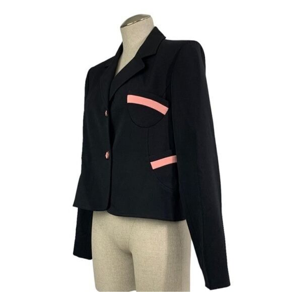 Harve Benard Women’s Cropped Tuxedo Blazer - Black/Pink, Size 8 - Picture 3 of 9